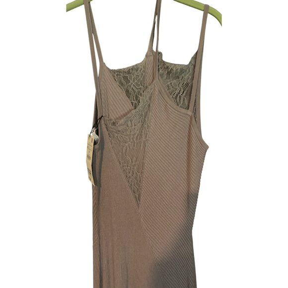 NWT Zara Combination Knit Slip Dress Dusty Mauve Ribbed Midi  M NWT - Picture 8 of 10